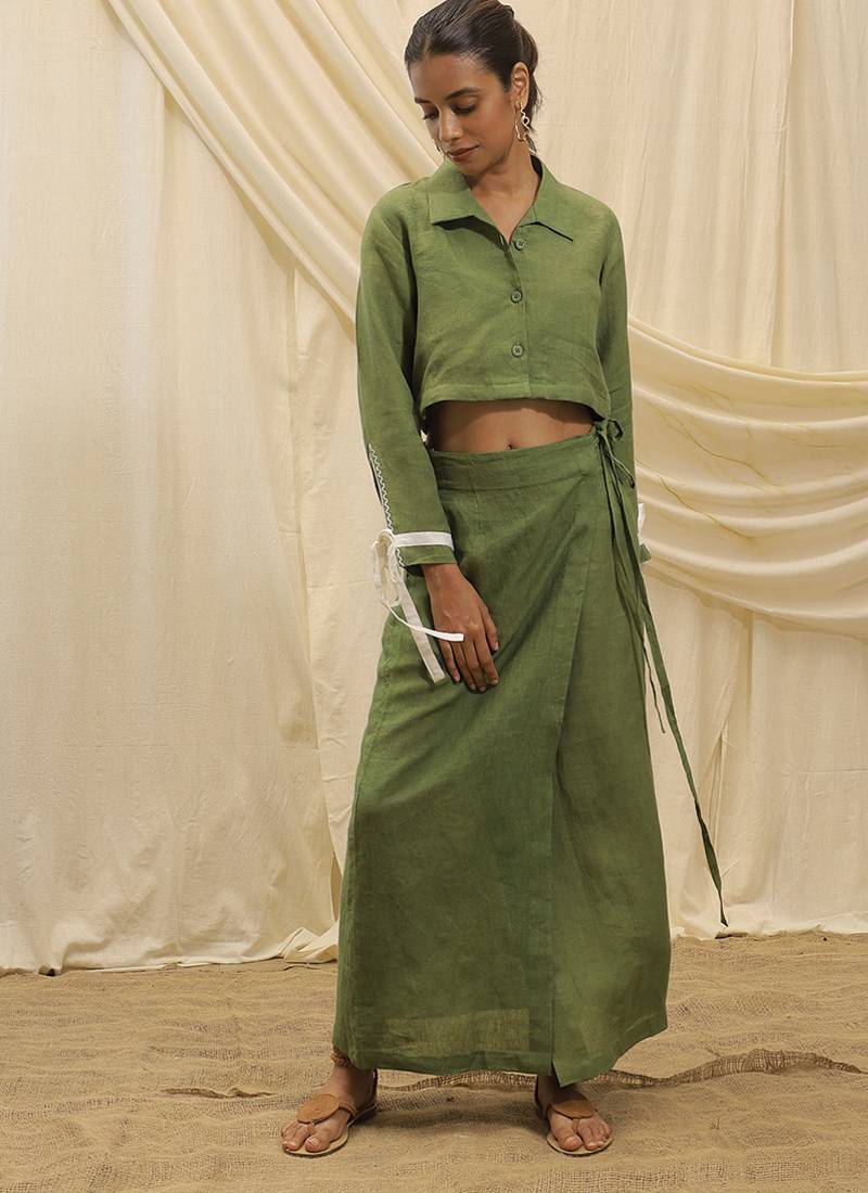 Green linen co ord sets