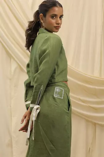 Green linen co ord sets