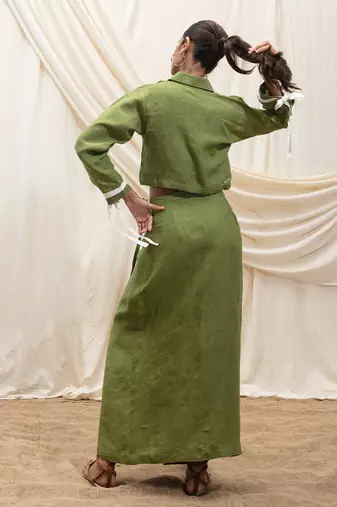 Green linen co ord sets