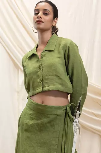 Green linen co ord sets