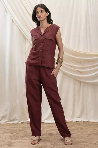 Maroon linen co ord set