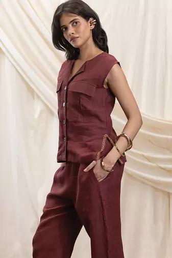 Maroon linen co ord set