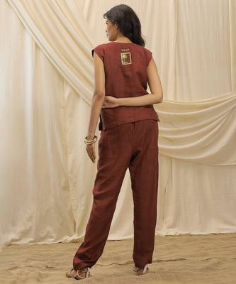 Maroon linen co ord set 3