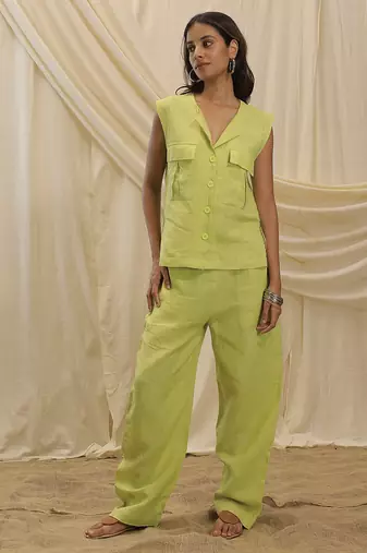 Lime green linen co ord set