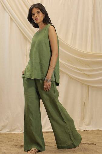 Olive green  linen co ord set