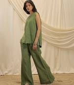Olive green  linen co ord set
