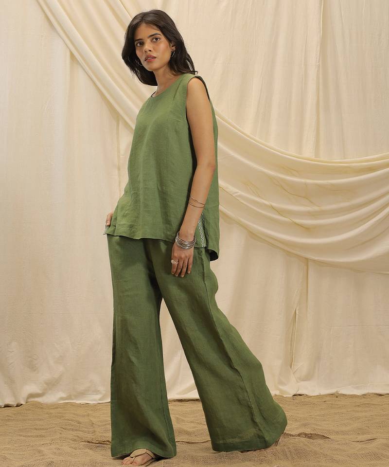 Olive green  linen co ord set