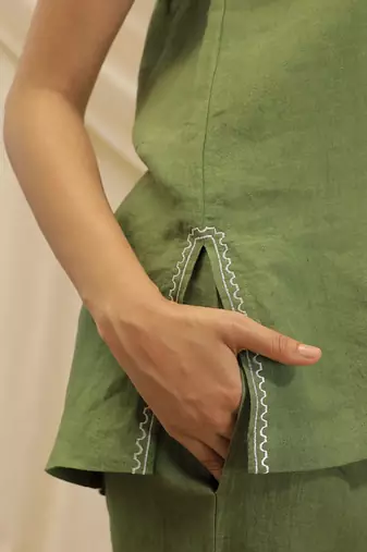 Olive green  linen co ord set