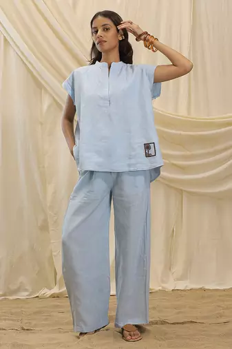 Powder blue linen co ord set