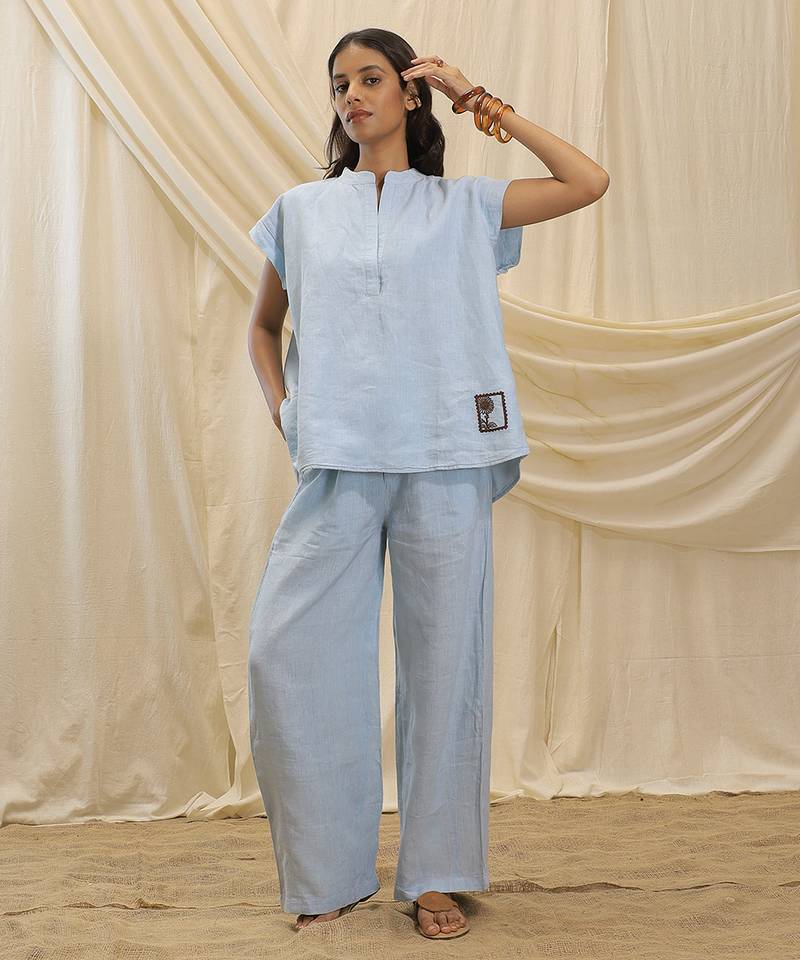 Powder blue linen co ord set