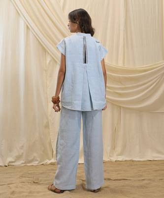 Powder blue linen co ord set 2