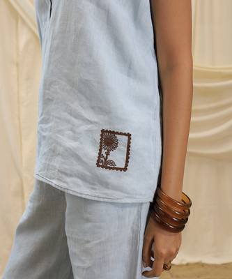 Powder blue linen co ord set 3