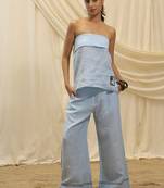 Powder blue linen co ord set