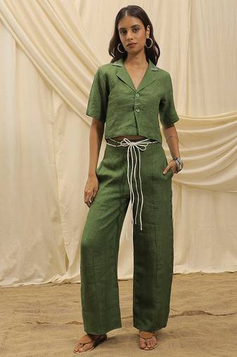 Olive green linen co ord set