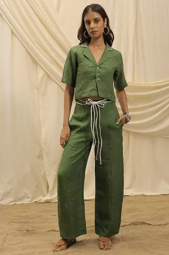Olive green linen co ord set