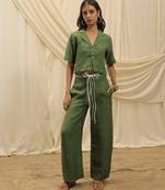 Olive green linen co ord set