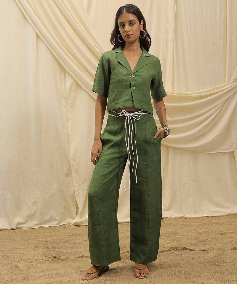 Olive green linen co ord set