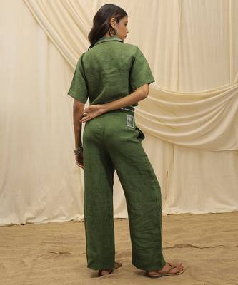 Olive green linen co ord set 2
