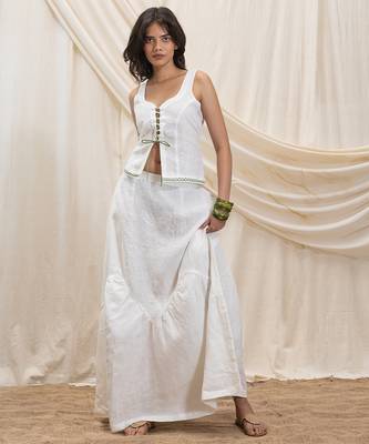 White linen corset skirt set 1