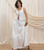 White linen corset skirt set