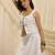 White linen corset skirt set