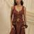 Burnt maroon linen corset skirt set