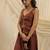 Burnt maroon linen corset skirt set