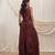 Burnt maroon linen corset skirt set