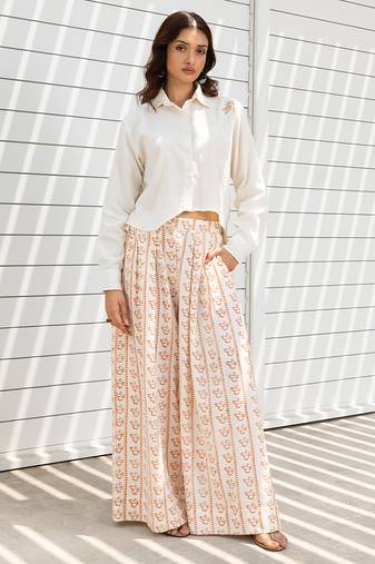 Ivory embroidered cotton shirt