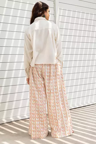 Ivory embroidered cotton shirt