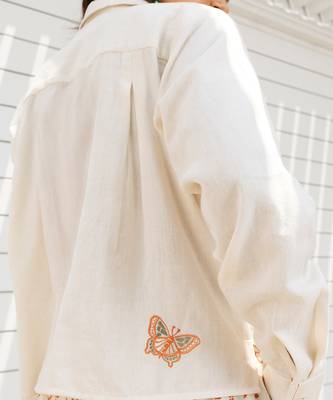 Ivory embroidered cotton shirt 5