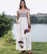 Ivory printed cotton maxi dress