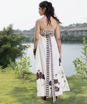 Ivory printed cotton maxi dress 2