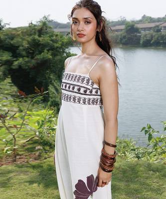 Ivory printed cotton maxi dress 3