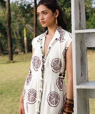 Off white printed cotton maxi dress 2