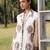 Off white printed cotton maxi dress