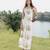 Cream printed cotton maxi dress