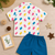 Multicolor printed cotton blend kids cord set