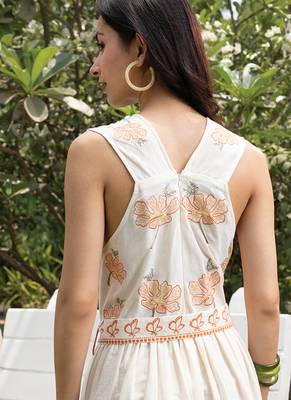 Off white printed cotton maxi dress 2