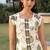 Off white olive printed cotton maxi dress