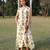 Off white olive printed cotton maxi dress