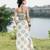 Off white olive printed cotton tube maxi dress
