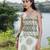 Off white olive printed cotton tube maxi dress