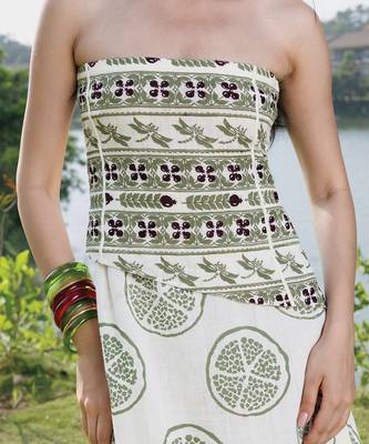 Off white olive printed cotton tube maxi dress 4