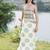 Off white olive printed cotton tube maxi dress