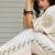 Cream white printed cotton shirt