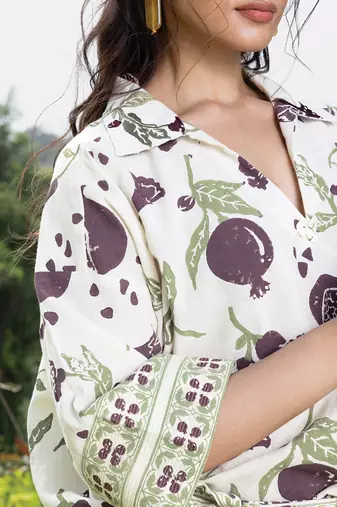 Cream white printed cotton top