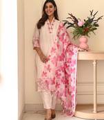 blush pink cotton flex 3-piece suit set
