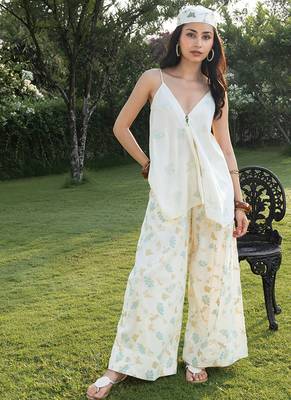 Cream white printed cotton cami top 1