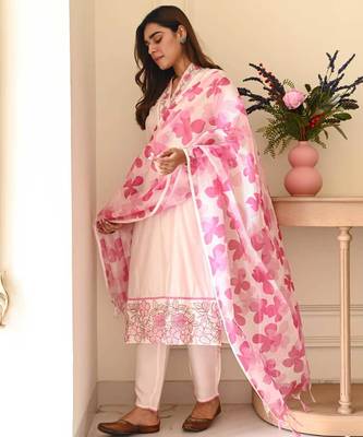 blush pink cotton flex 3-piece suit set 4